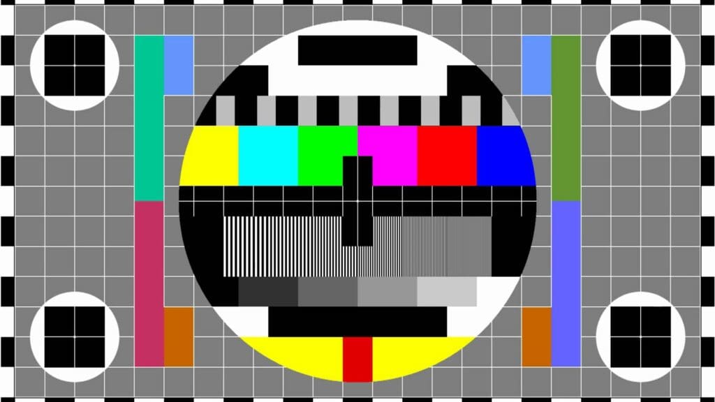 A television screen with many colors and different times.