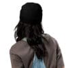 Person wearing a black beanie from behind.