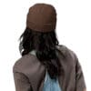 Person wearing a brown knit beanie.