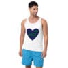 Man wearing a tank top with "I AM FREE" design.